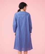 GJEDT42280 Jocomomola(ホコモモラ) Papelcarta 刺繍シャツワンピース ブルー