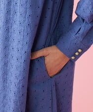GJEDT42280 Jocomomola(ホコモモラ) Papelcarta 刺繍シャツワンピース ブルー