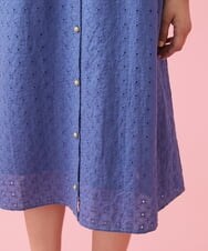 GJEDT42280 Jocomomola(ホコモモラ) Papelcarta 刺繍シャツワンピース ブルー