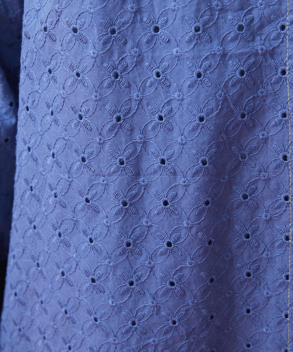 GJEDT42280 Jocomomola(ホコモモラ) Papelcarta 刺繍シャツワンピース ブルー