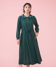 GJEDT43250 Jocomomola(ホコモモラ) スラッシュキルトシャツワンピース グリーン