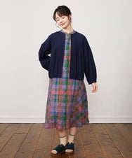 GJEFA32300 Jocomomola(ホコモモラ) Vistoso シアーチェックシャツワンピース パープル
