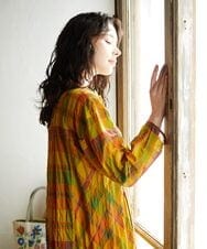 GJEFA32300 Jocomomola(ホコモモラ) Vistoso シアーチェックシャツワンピース パープル