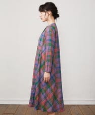 GJEFA32300 Jocomomola(ホコモモラ) Vistoso シアーチェックシャツワンピース パープル