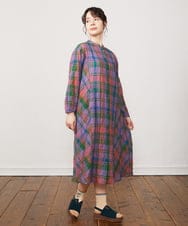 GJEFA32300 Jocomomola(ホコモモラ) Vistoso シアーチェックシャツワンピース パープル