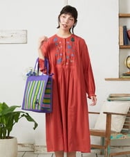 GJEFD01280 Jocomomola(ホコモモラ) Baile animal アニマル刺繡ワンピース レッド