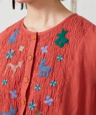 GJEFD01280 Jocomomola(ホコモモラ) Baile animal アニマル刺繡ワンピース レッド