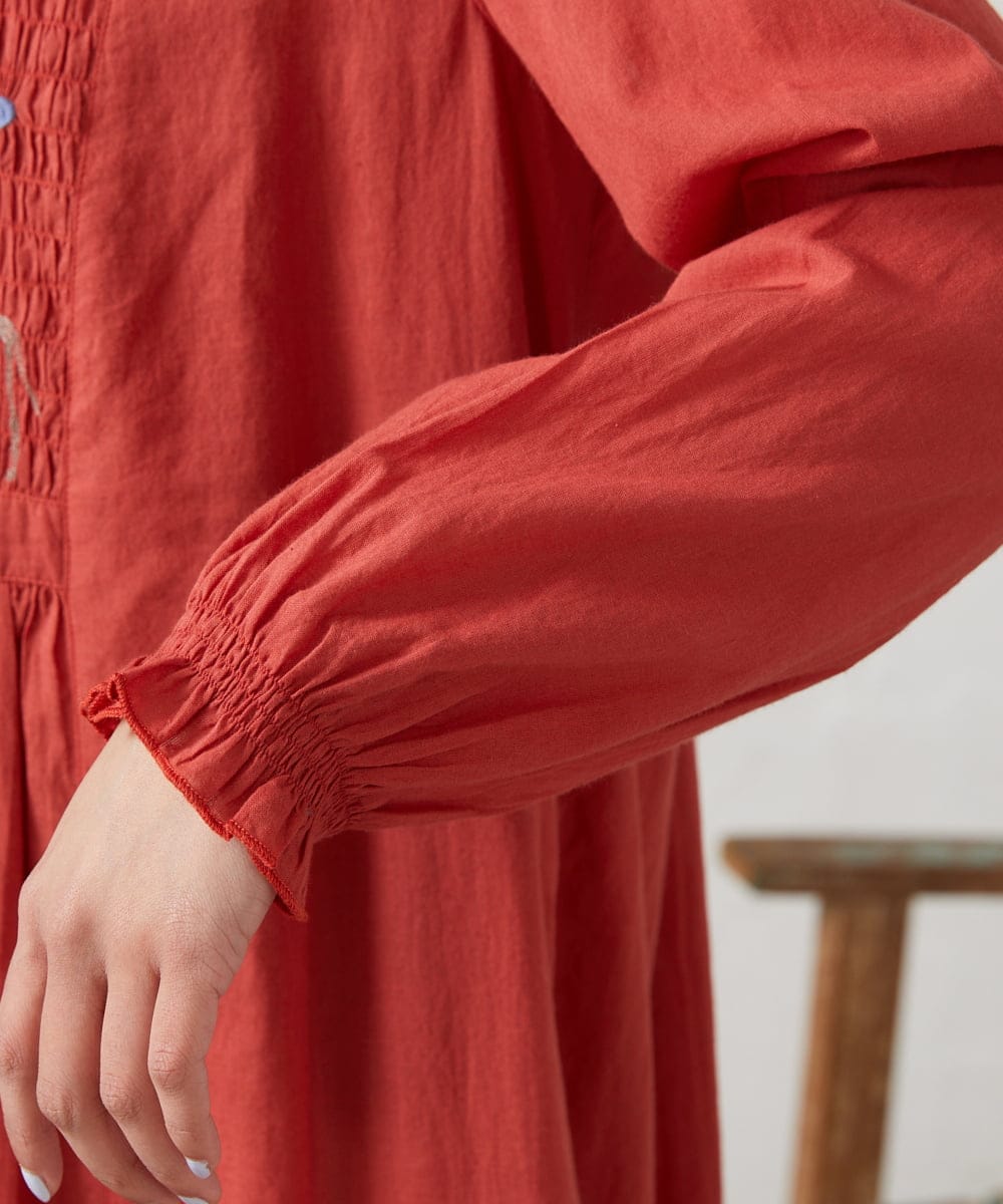 GJEFD01280 Jocomomola(ホコモモラ) Baile animal アニマル刺繡ワンピース レッド