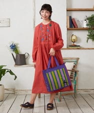 GJEFD01280 Jocomomola(ホコモモラ) Baile animal アニマル刺繡ワンピース レッド