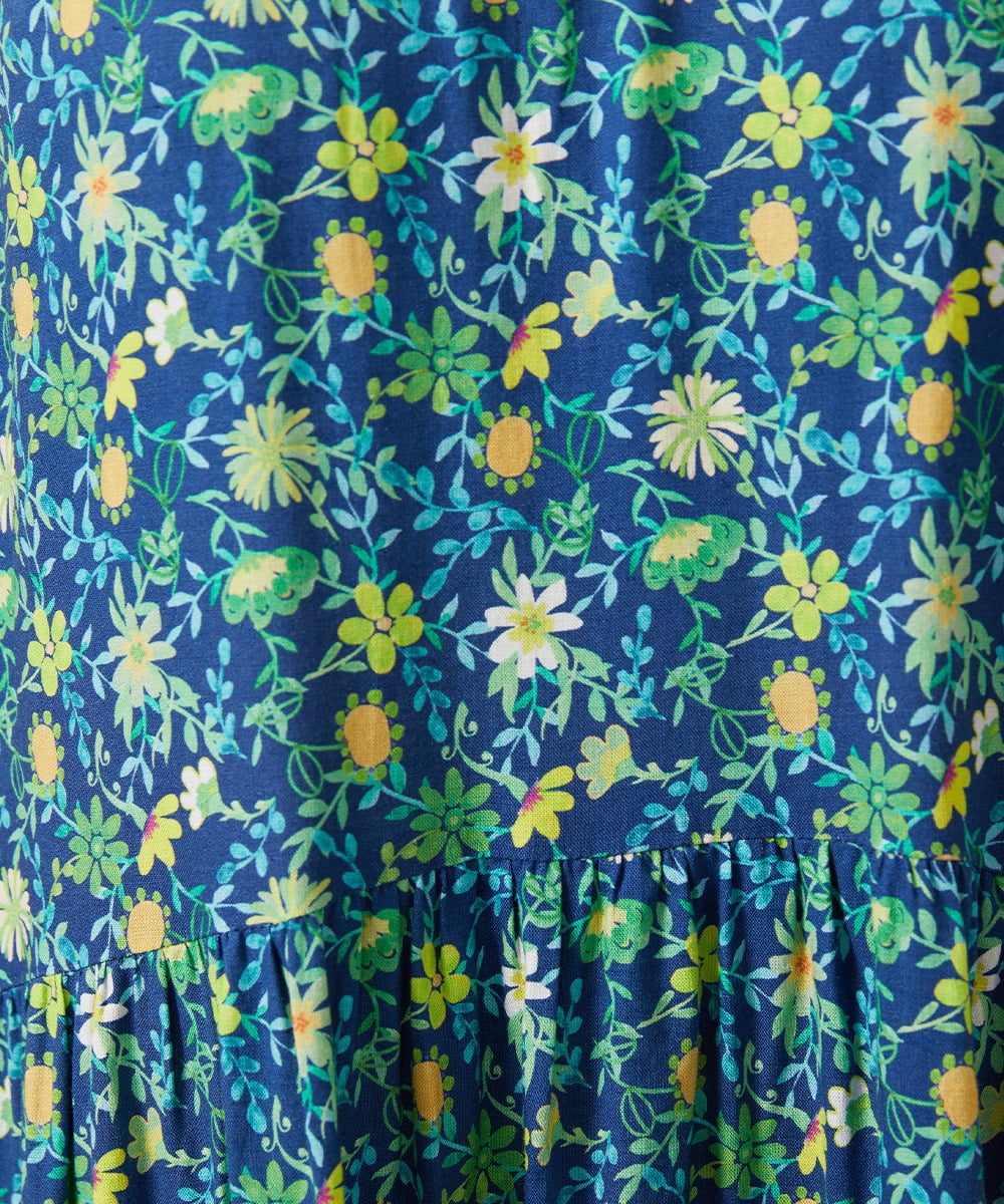 GJEFD30300 Jocomomola(ホコモモラ) Sancho Panza フラワープリントノースリーブワンピース ネイビー