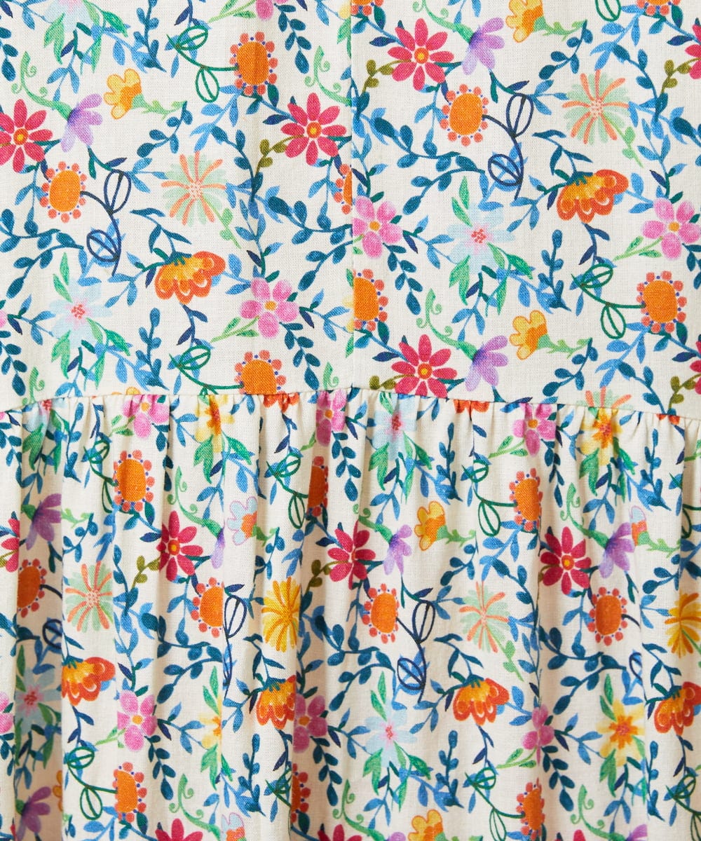 GJEFD30300 Jocomomola(ホコモモラ) Sancho Panza フラワープリントノースリーブワンピース アイボリー