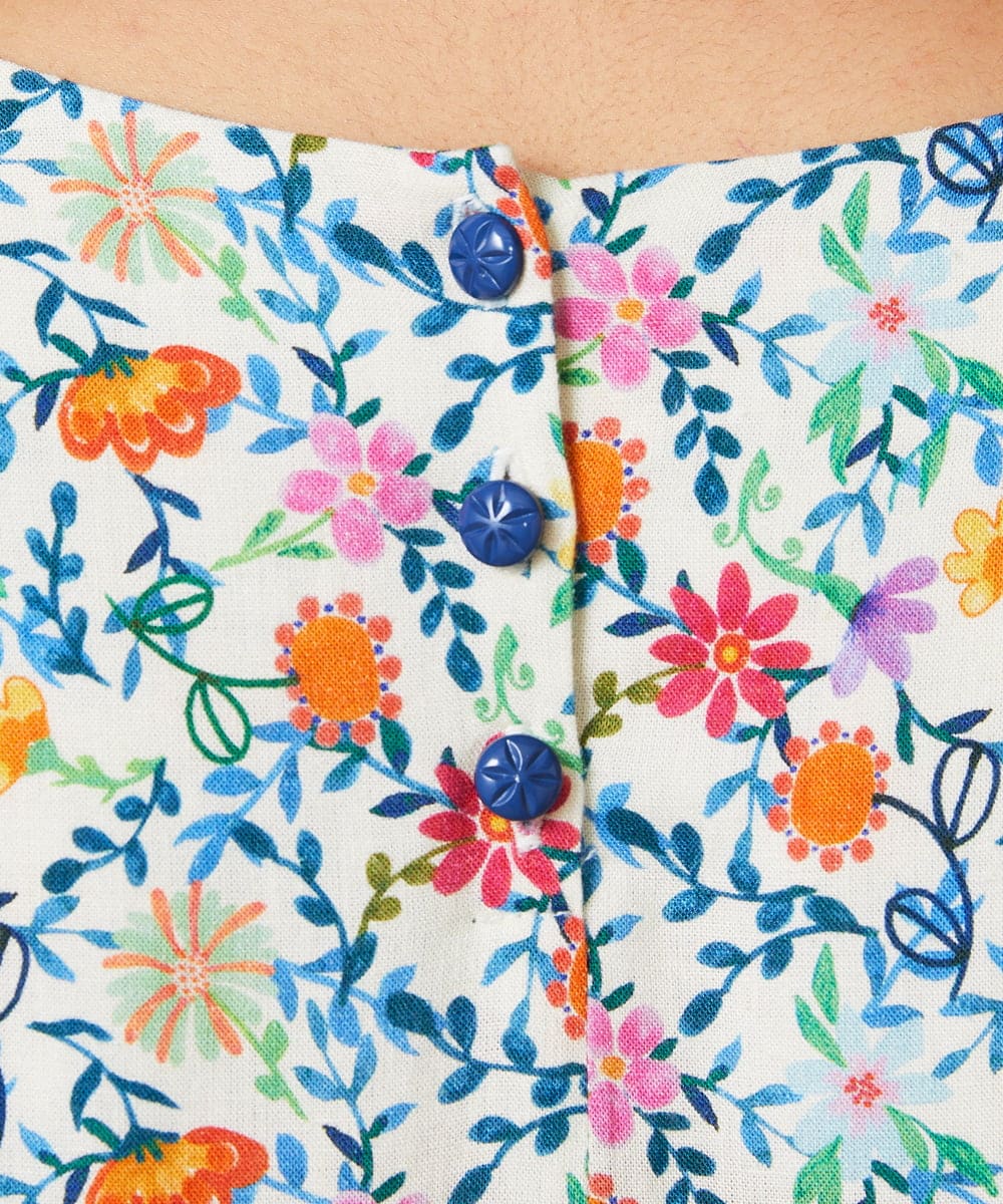 GJEFD30300 Jocomomola(ホコモモラ) Sancho Panza フラワープリントノースリーブワンピース アイボリー