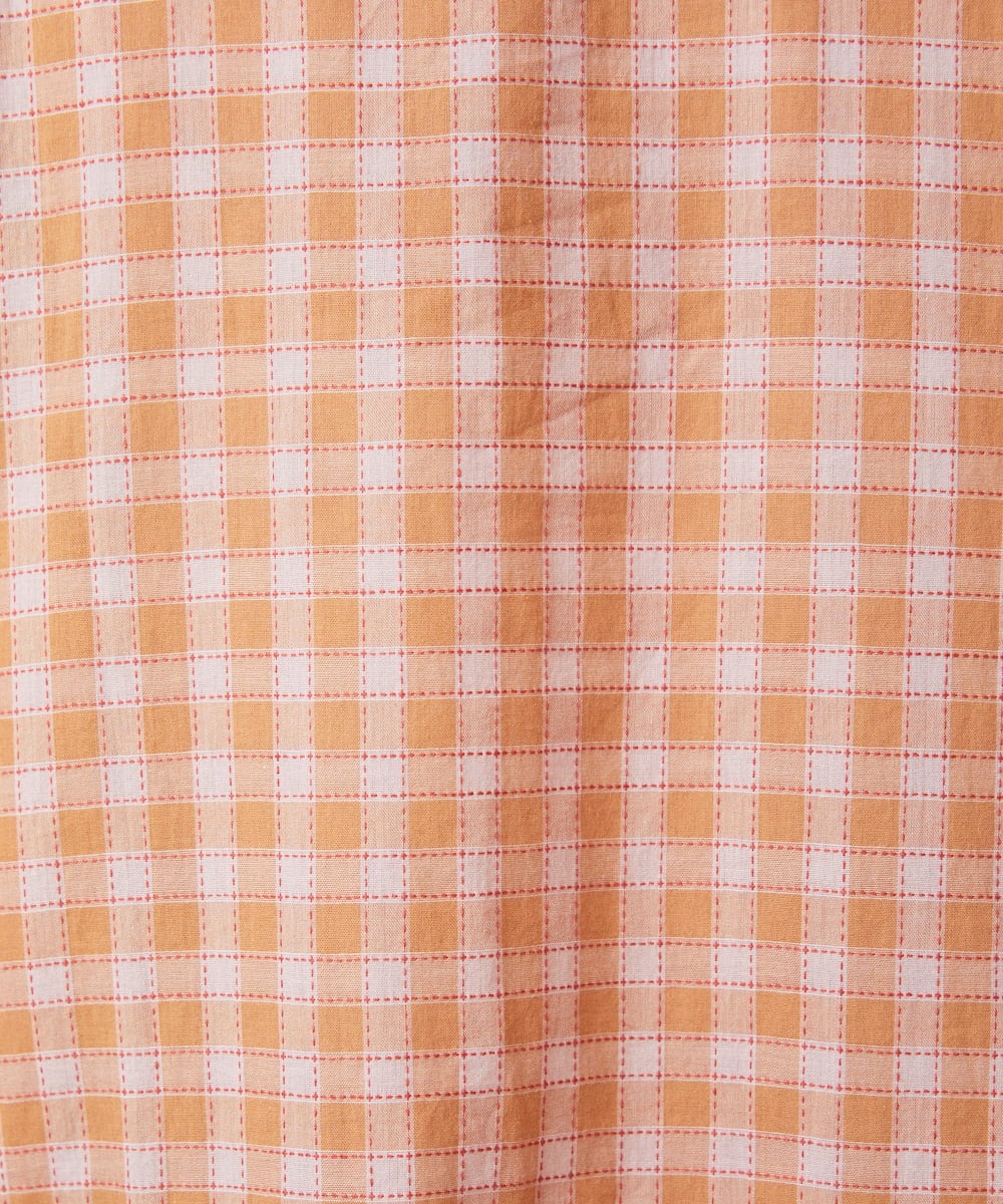 GJEFD32280 Jocomomola(ホコモモラ) Puntada ギンガムチェックシャツワンピース オレンジ