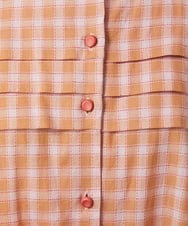 GJEFD32280 Jocomomola(ホコモモラ) Puntada ギンガムチェックシャツワンピース オレンジ