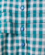 GJEFD32280 Jocomomola(ホコモモラ) Puntada ギンガムチェックシャツワンピース ブルーグリーン