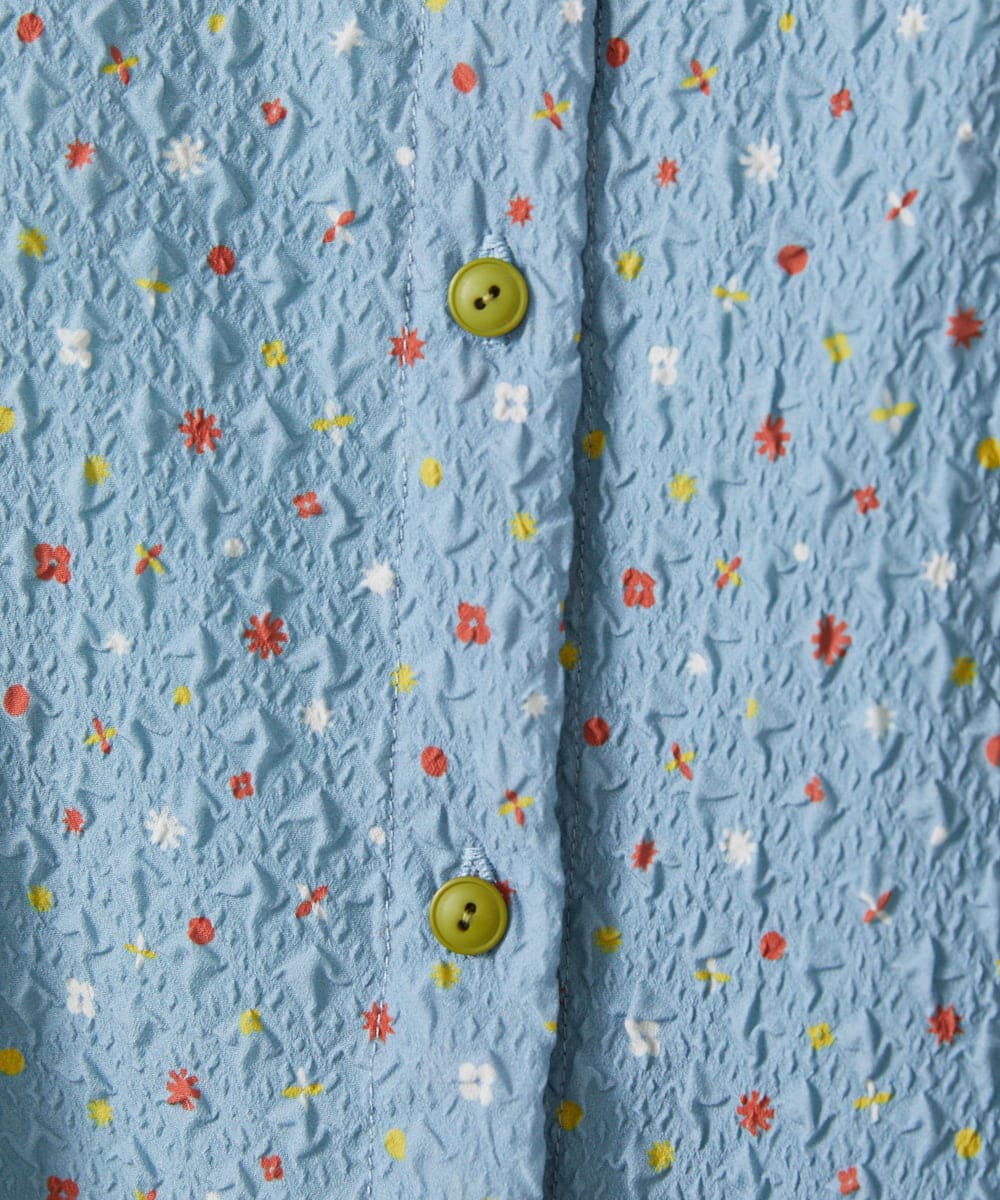 GJEFD34300 Jocomomola(ホコモモラ) エンボスドットシャツワンピース ライトブルー