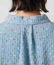 GJEFD34300 Jocomomola(ホコモモラ) エンボスドットシャツワンピース ライトブルー