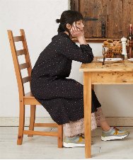 GJEFD34300 Jocomomola(ホコモモラ) エンボスドットシャツワンピース ブラック