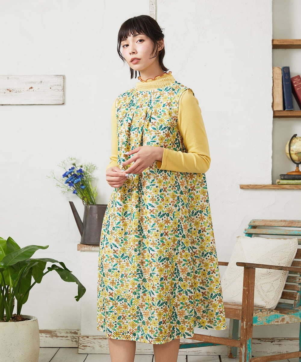 GJEFD50300 Jocomomola(ホコモモラ) El Rucio フラワープリントレースワンピース［オケージョン］ アイボリー