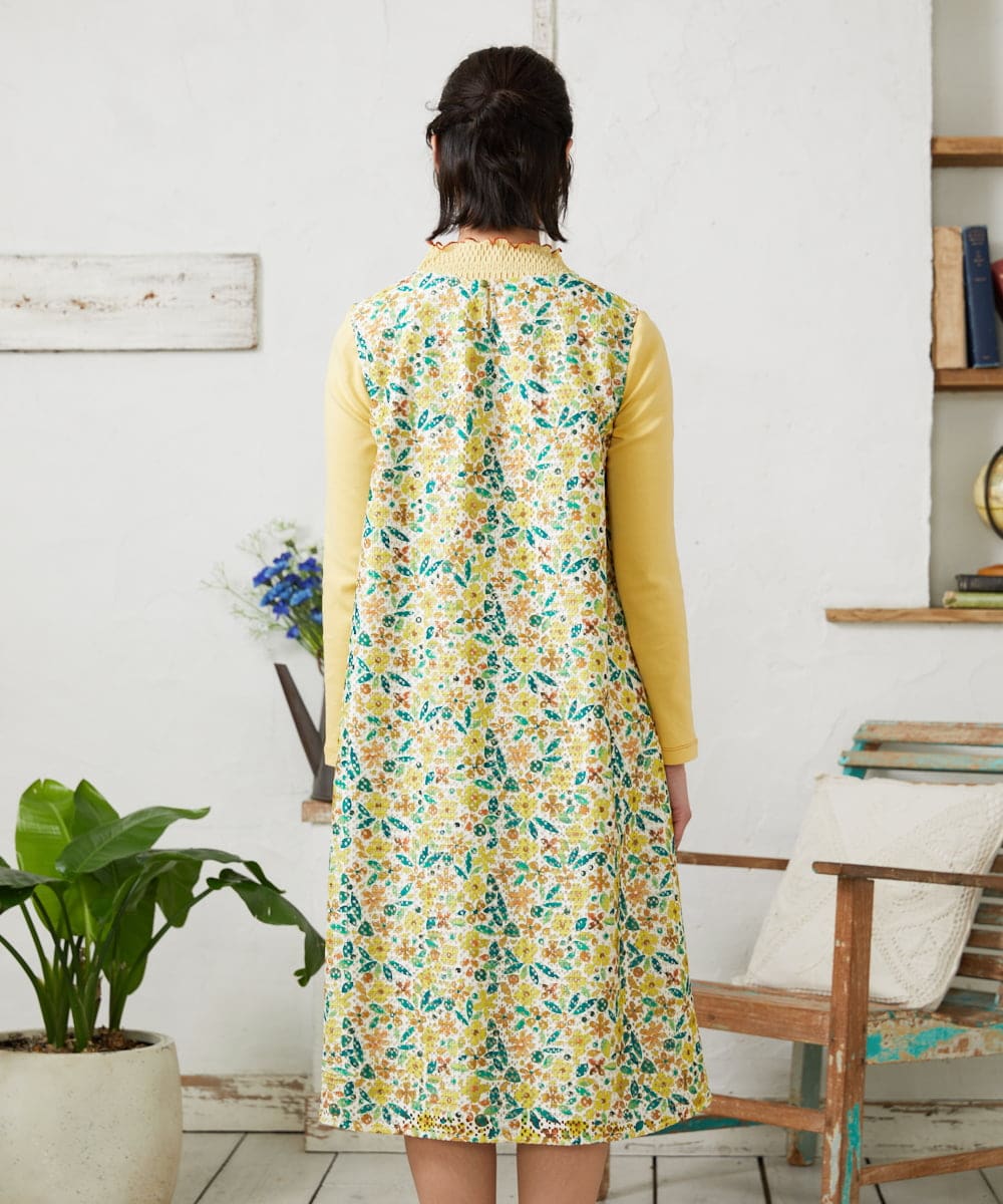 GJEFD50300 Jocomomola(ホコモモラ) El Rucio フラワープリントレースワンピース［オケージョン］ アイボリー