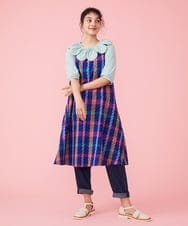 GJEFS32280 Jocomomola(ホコモモラ) Franja チェックワンピース ワイン