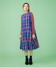 GJEFS32280 Jocomomola(ホコモモラ) Franja チェックワンピース ワイン