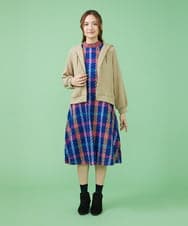 GJEFS32280 Jocomomola(ホコモモラ) Franja チェックワンピース ワイン