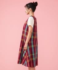 GJEFS32280 Jocomomola(ホコモモラ) Franja チェックワンピース ワイン