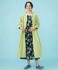 GJEFV34260 Jocomomola(ホコモモラ) テンセルリネン シャツワンピース ネイビー