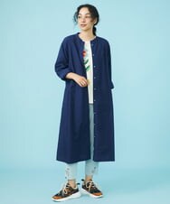 GJEFV34260 Jocomomola(ホコモモラ) テンセルリネン シャツワンピース ネイビー