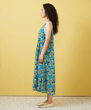 GJEGA01280 Jocomomola(ホコモモラ) Amarillo lima プリントノースリーブワンピース ブルー
