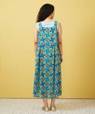 GJEGA01280 Jocomomola(ホコモモラ) Amarillo lima プリントノースリーブワンピース ブルー