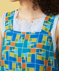 GJEGA01280 Jocomomola(ホコモモラ) Amarillo lima プリントノースリーブワンピース ブルー