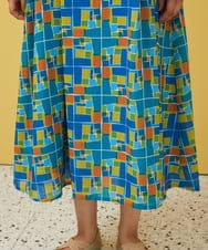 GJEGA01280 Jocomomola(ホコモモラ) Amarillo lima プリントノースリーブワンピース ブルー