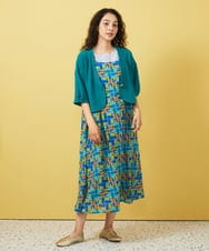 GJEGA01280 Jocomomola(ホコモモラ) Amarillo lima プリントノースリーブワンピース ブルー