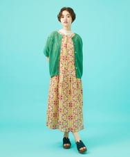 GJEGA70360 Jocomomola(ホコモモラ) 【日本製】Rosa flamenco フラワープリントタックワンピース ブルー