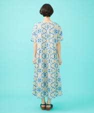 GJEGA70360 Jocomomola(ホコモモラ) 【日本製】Rosa flamenco フラワープリントタックワンピース ブルー