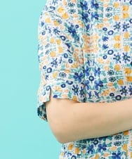 GJEGA70360 Jocomomola(ホコモモラ) 【日本製】Rosa flamenco フラワープリントタックワンピース ブルー