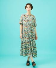 GJEGB02300 Jocomomola(ホコモモラ) Azul zafiro フラワープリントワンピース ライトブルー