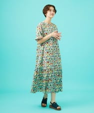 GJEGB02300 Jocomomola(ホコモモラ) Azul zafiro フラワープリントワンピース ライトブルー