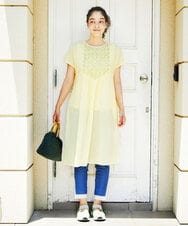 GJEGB37250 Jocomomola(ホコモモラ) Asistencia a la planta ブロックプリントワンピース ブラック
