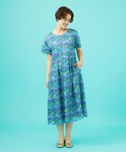 GJEGB38290 Jocomomola Verde esmeralda リネンプリントワンピース