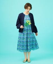 Verde esmeralda リネンプリントワンピース(ワンピース