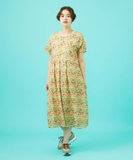 GJEGB38290 Jocomomola(ホコモモラ) Verde esmeralda リネンプリントワンピース ブルー