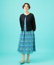 GJEGB38290 Jocomomola(ホコモモラ) Verde esmeralda リネンプリントワンピース ブルー