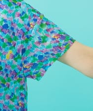 GJEGB38290 Jocomomola(ホコモモラ) Verde esmeralda リネンプリントワンピース ブルー