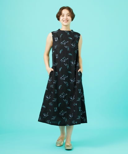 Jocomomola(ホコモモラ) Abundancia de flores フラワー総刺繍ノースリーブワンピース ブラック/黒 38