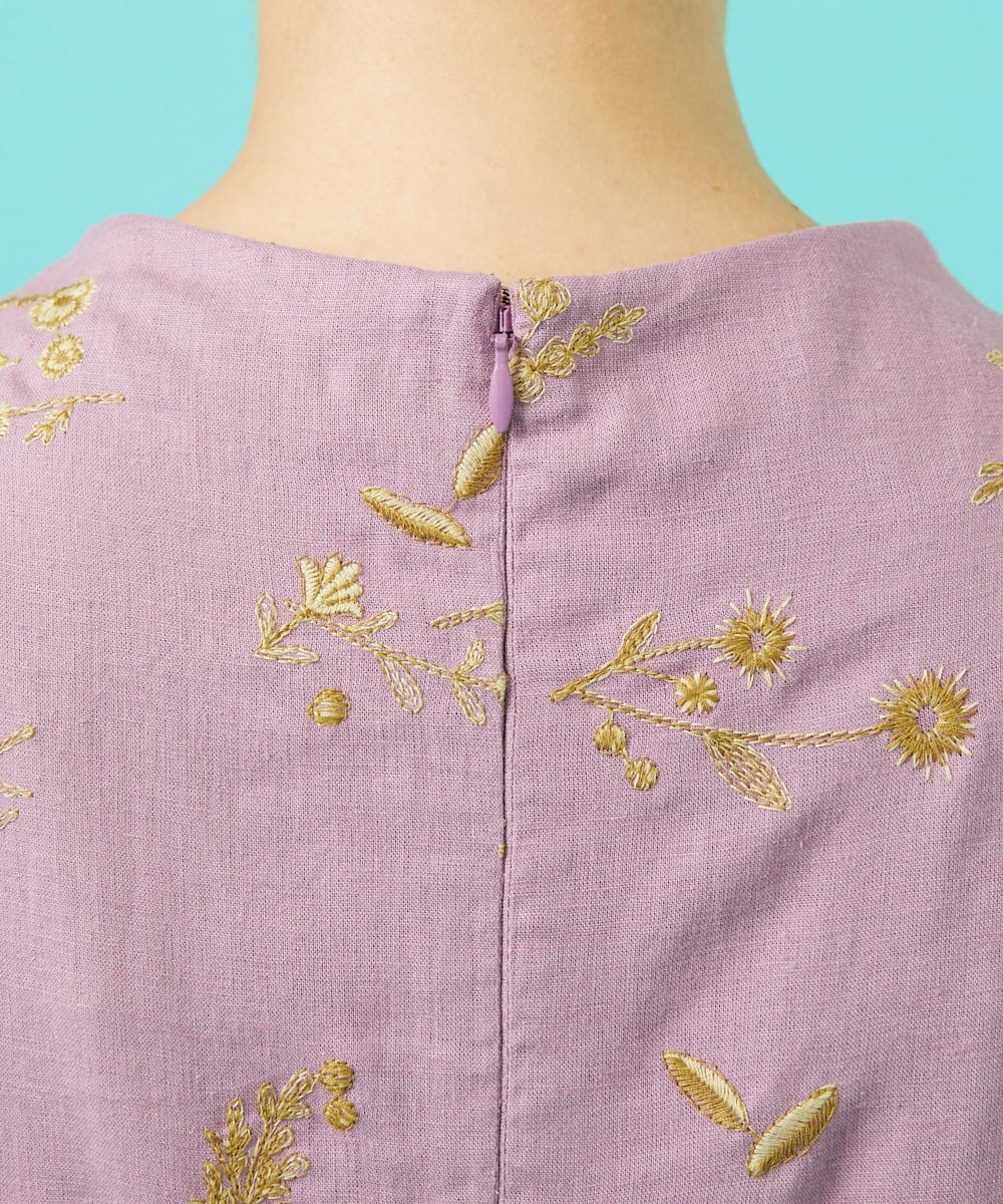 GJEGB51360 Jocomomola(ホコモモラ) Abundancia de flores フラワー総刺繍ノースリーブワンピース ブラック