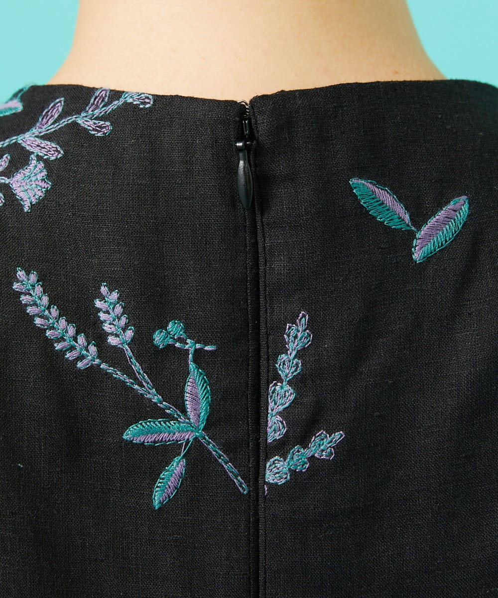 GJEGB51360 Jocomomola(ホコモモラ) Abundancia de flores フラワー総刺繍ノースリーブワンピース ブラック