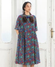 GJEGD01330 Jocomomola(ホコモモラ) Don Quijote フラワープリントワンピース ネイビー